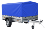 Auto Anhänger 230×125 Garden Trailer 230 KIPP Unitrailer 750 kg mit Stützrad, blauer Hochplane und Hochspriegel – Bild 4