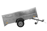 Einachsanhänger auf Federn 264×125 UNITRAILER GARDEN 264/R KIPP mit BIS-Seiten, H-0-Rahmen und grauer Plane