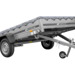 PKW Anhänger 264×150 UNITRAILER GARDEN 265 KIPP mit Flachplanenträger und grauer Plane