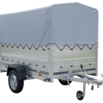 PKW-Anhänger auf Federn 230×125 UNITRAILER GARDEN 230/R KIPP mit BIS-Seiten, H-800-Rahmen und grauer Plane