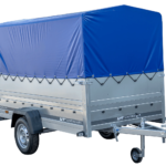 PKW-Anhänger auf Federn 264×125 UNITRAILER GARDEN 264/R KIPP mit BIS-Seiten, H-800-Rahmen und blauer Plane